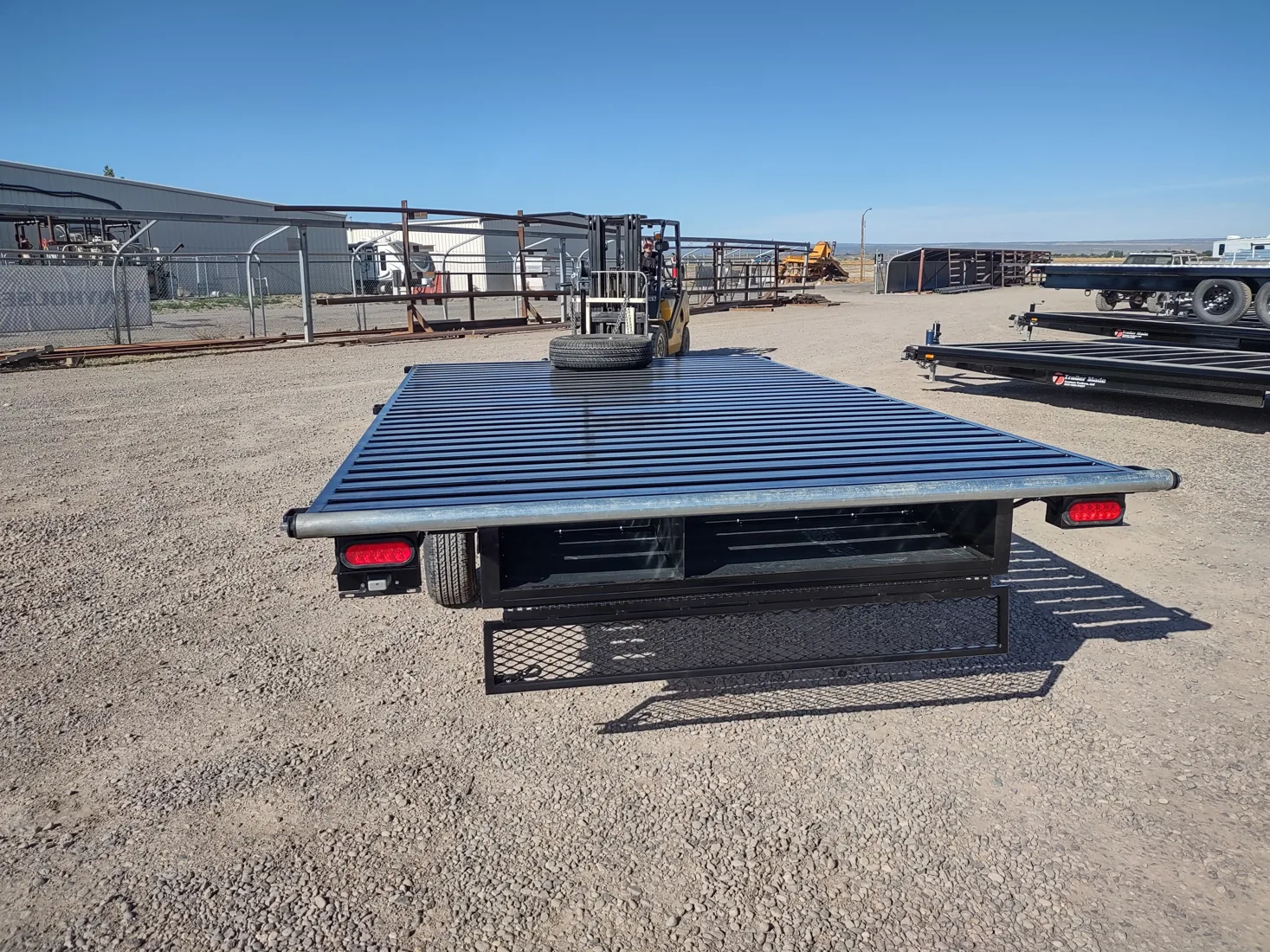 A real raft transport platform photographed at the Trailer Made yard